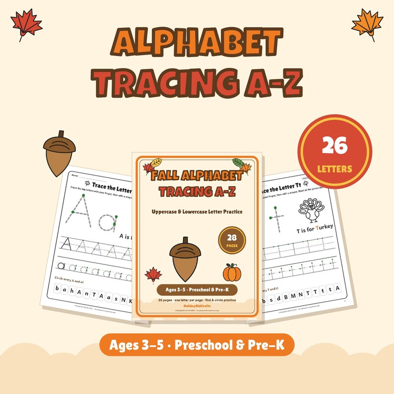 Trace Abc R Fall Alphabet Tracing Worksheets A-Z, Preschool Letter Tracing ...