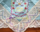 Hand Embroidered quot North Staffordshire Prince of Wales quot Regiment Souvenir Military Handkerchief