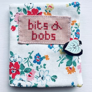Needle Case, Book ~ Hand Embroidered ~ Bits & Bobs ~ Clifton Rose Fabric ~ Crafters Storage ~ Contents Not Included