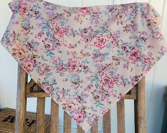 Laura Ashley Vintage katoenen vierkante sjaal: roze lila bloemen (70 x 70 CM)