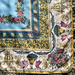 Past Times ~ Pure Silk ~ “Birds & Flowers” Large Vintage Scarf, Wrap ~ Sustainable Fashion ~ Made in England ~ 88 cm X 88 cms