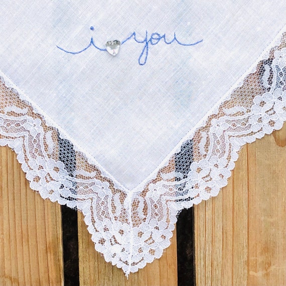 I Love You ~ Vintage Handkerchief ~ Hand Embroide… - image 7