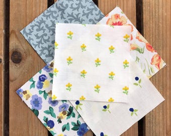 Quadrados de tecido de algodão Laura Ashley: Patchwork floral vintage (50 peças de 10 cm)