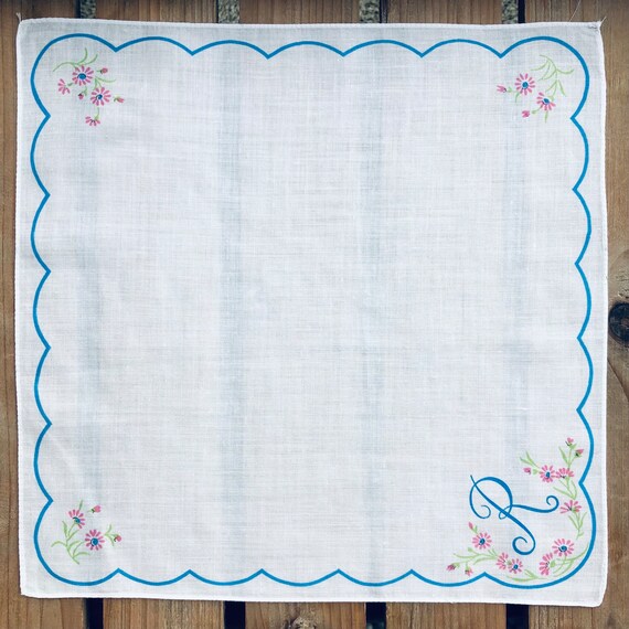 Monogrammed, Initial R ~ Printed Handkerchief, Ha… - image 6