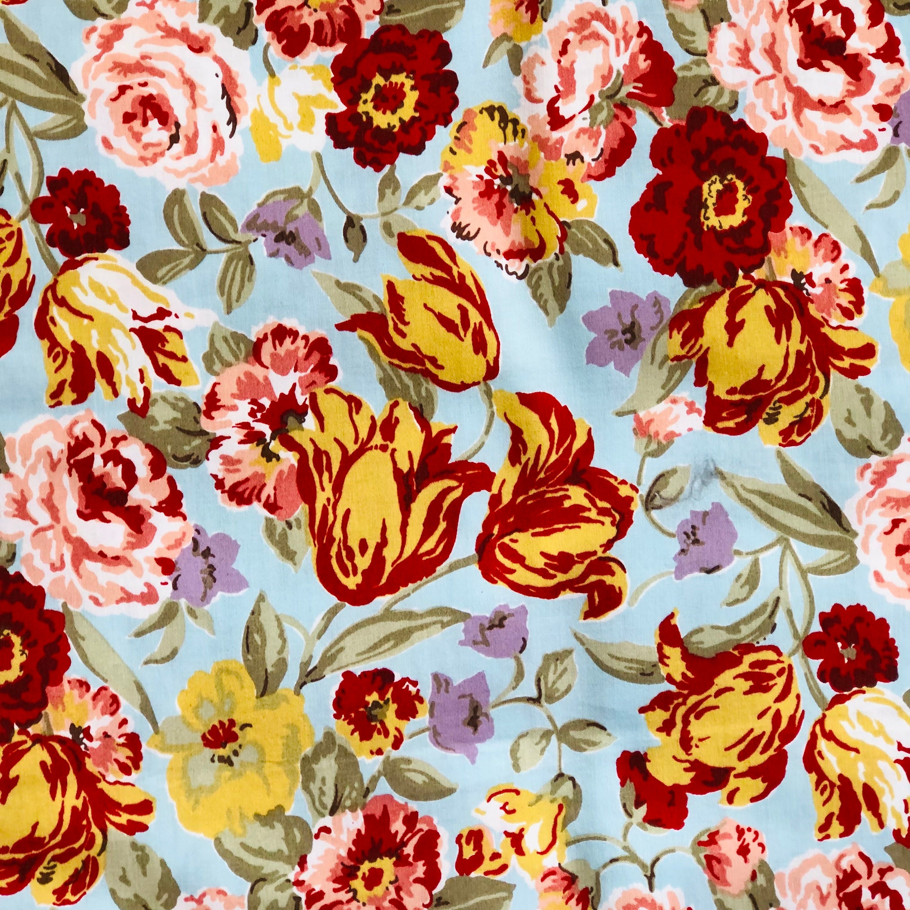 ローラ アシュレイ ヴィンテージ フローラル コットン生地：ダック