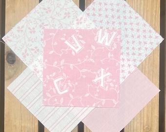 Laura Ashley Cotton Patchwork Squares: Rose, White, Vintage Quilting Pieces 11.5 X 11.5 CM