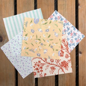 50 Laura Ashley Patchwork Pieces ~ New Vintage ~  Peach, Terracotta and Green ~ Cotton Squares ~ 11.5CM X 11.5CM