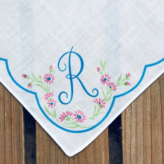 Monogrammed, Initial R ~ Printed Handkerchief, Ha… - image 1