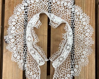 Antique Bedfordshire Bobbin Lace and Whitework Collar: White, New and Unused