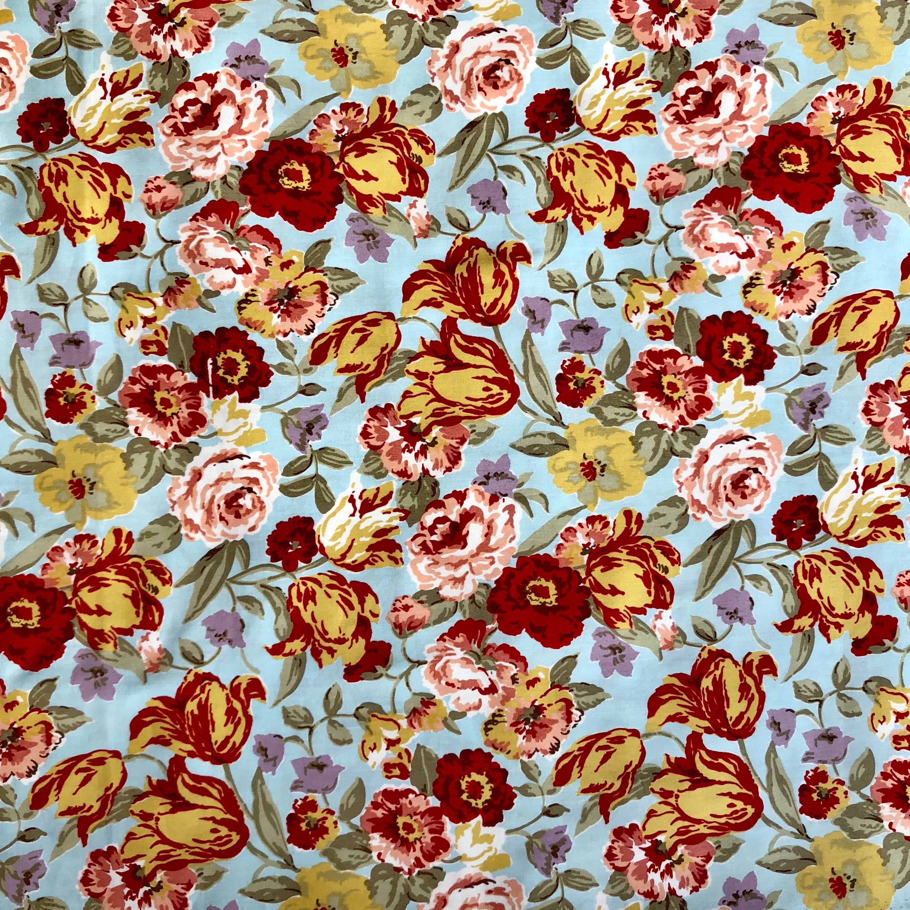 ローラ アシュレイ ヴィンテージ フローラル コットン生地：ダック