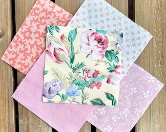 Quadrados de algodão patchwork Laura Ashley: tecido para quilting floral rosa, 50 peças x 11,5 cm