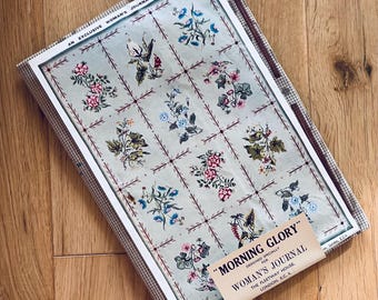 Woman’s Journal, 1958 ~ Morning Glory ~ Tapestry Kit ~ Vintage, New & Unused ~ Instructions, Wool, Canvas, Chart, Compliment Card 19” X 19”
