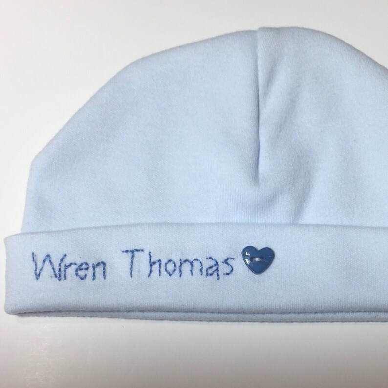 Newborn Baby Boy Beanie Hat Personalised Hand Embroidered Etsy