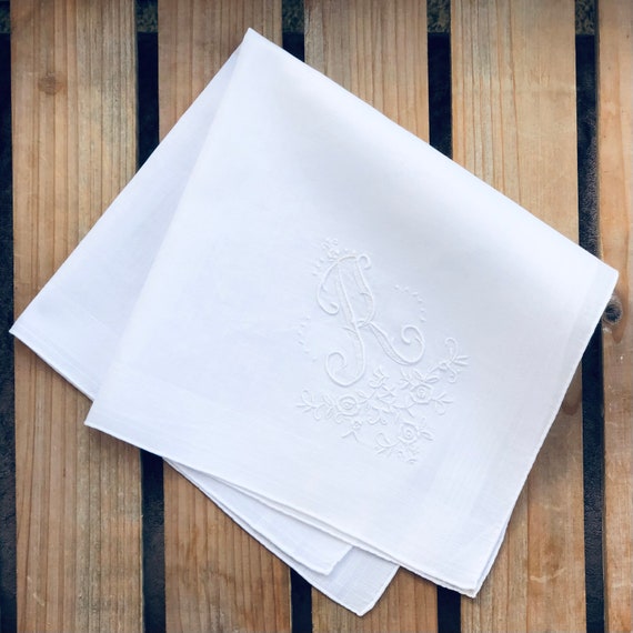 Monogrammed Handkerchief ~ R ~ Bridal, Wedding Ha… - image 3