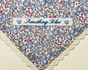 Brides Handkerchief ~ Something Old, New & Blue ~ Vintage Lace ~ Liberty of London ~ Eloise ~ Tana Lawn ~ Handmade Hankie ~ Wedding Keepsake