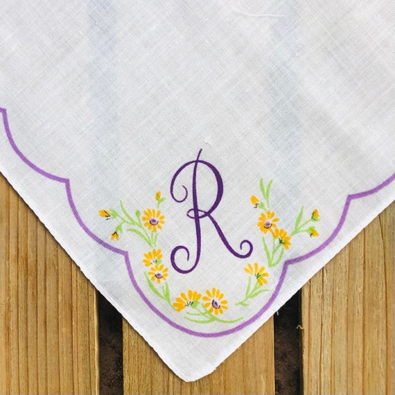 Monogrammed, Initial R ~ Printed Handkerchief, Han