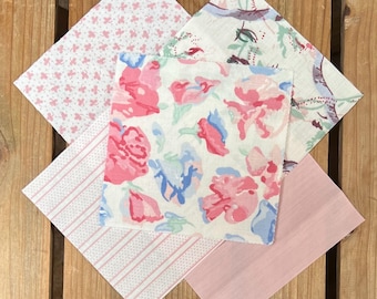 Laura Ashley Cotton Patchwork Squares: Pink, Moss, White, Vintage Quilting Pieces