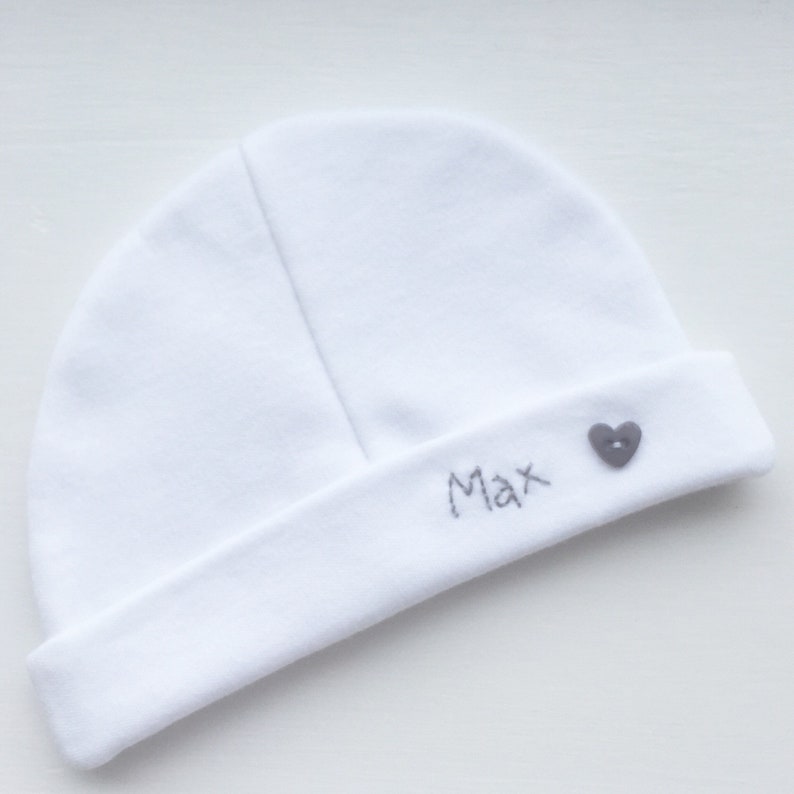 Newborn Baby Boy Beanie Hat Personalised Hand Embroidered Etsy