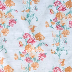 Laura Ashley Cotton Fabric: Charlotte Apricot Floral Print, 1988 Vintage (123 X 50 CM)
