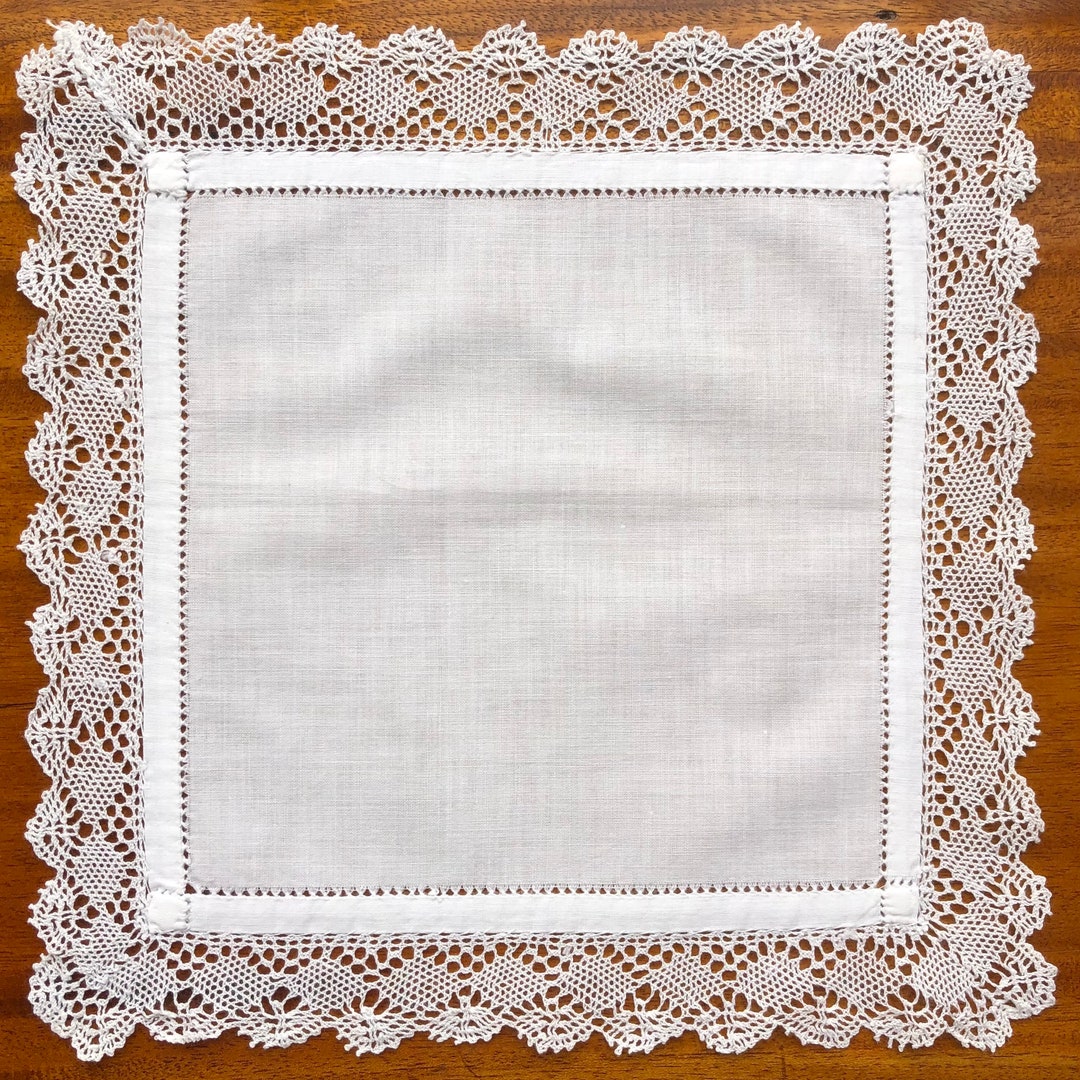 Bridal Handkerchief French Bobbin Lace and Cotton New - Etsy