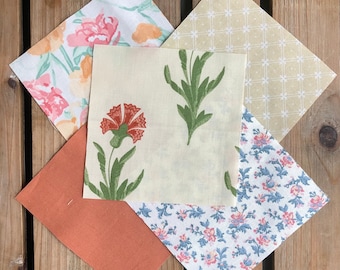 Laura Ashley bomullsquiltrutor: Vintage blommigt lapptäcke (50 x 11,5 cm bitar)