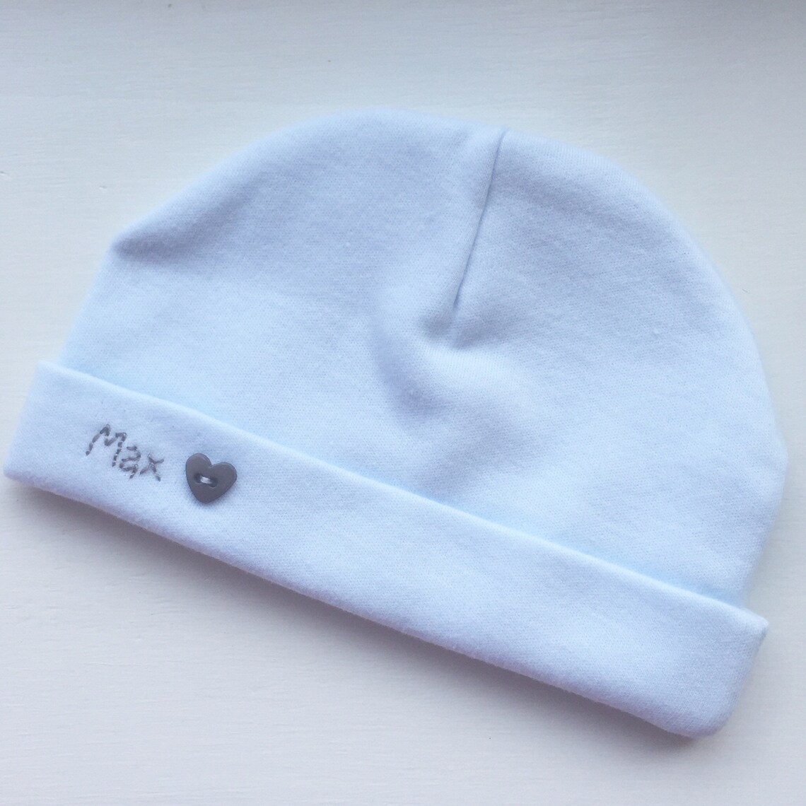 Newborn Baby Boy Beanie Hat Personalised Hand Embroidered Etsy