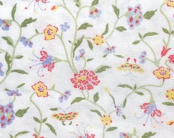 Floribunda Fabric ~ Laura Ashley ~ 1986 ~ Multi White ~ New, Vintage ~ Country Furnishing Cotton ~ 121 CM Wide X 50 CM Long ~ Quilting, Sew