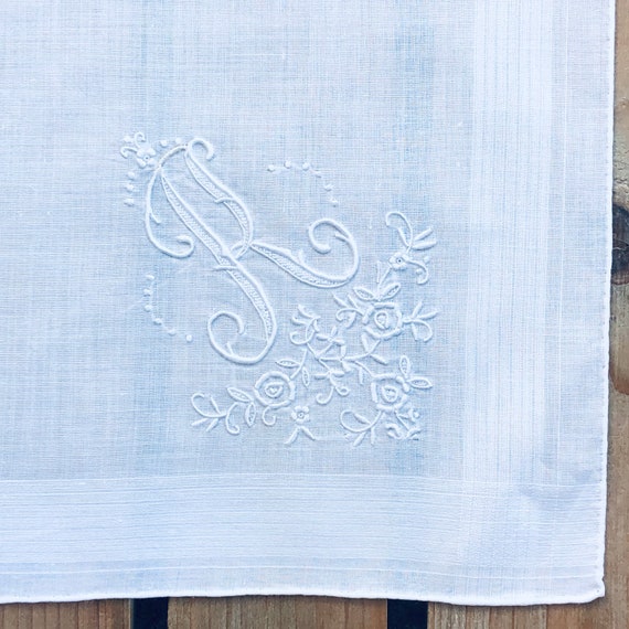 Monogrammed Handkerchief ~ R ~ Bridal, Wedding Ha… - image 1