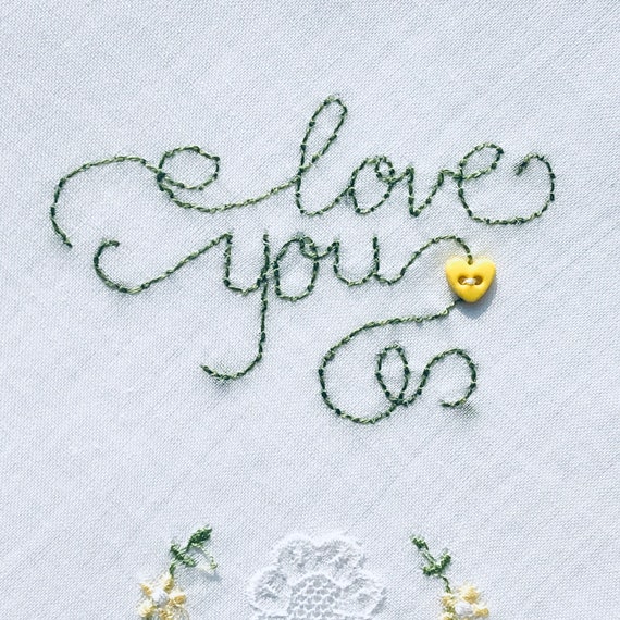 Love You ~ Swiss Cotton, Hand Embroidered, New Vi… - image 4
