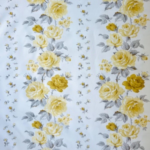 Clarissa ~ Laura Ashley ~ New, 2013 ~ Cowslip, Multi, White ~ Floral Stripe ~ Upholstery Cotton Fabric ~ 140 CM X 100 CM ~ Sustainable Home