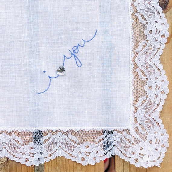 I Love You ~ Vintage Handkerchief ~ Hand Embroide… - image 6