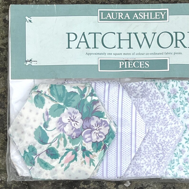 Conjunto de patchwork hexagonal: Laura Ashley, lilás, verde, 100 peças de algodão imagem 12