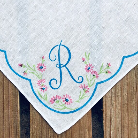 Monogrammed, Initial R ~ Printed Handkerchief, Ha… - image 5