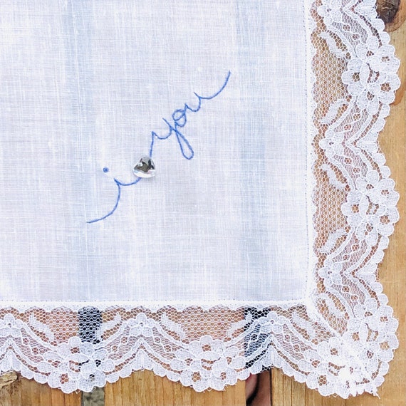 I Love You ~ Vintage Handkerchief ~ Hand Embroide… - image 3