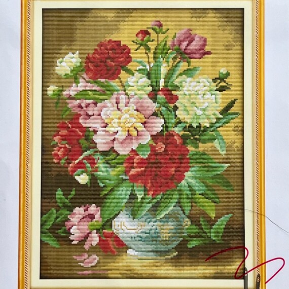 クロスステッチ 完成品 花瓶の花 ラナーテ 【公式通販】