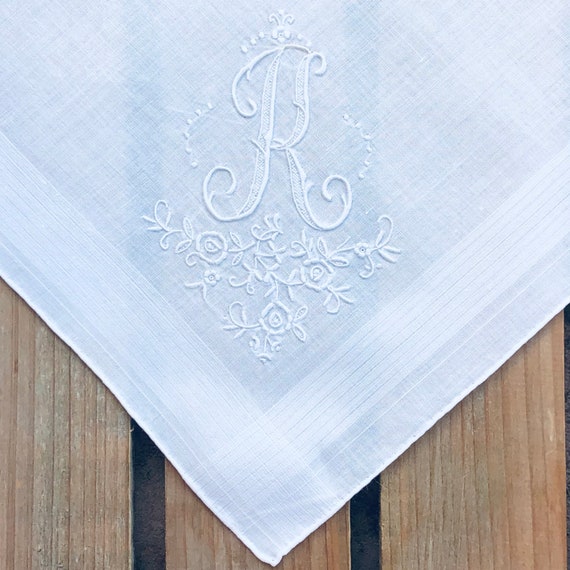 Monogrammed Handkerchief ~ R ~ Bridal, Wedding Ha… - image 8