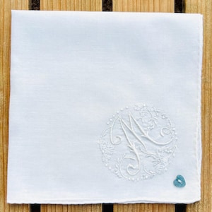 Monogrammiert ~ ~ Weißstickerei ~ Made in Madeira ~ Baumwolle ~ Taschentuch ~ New Vintage ~ Nachhaltig Hochzeit, Geburtstag, Lehrer, Erinnerung