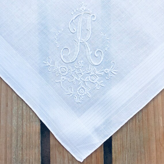 Monogrammed Handkerchief ~ R ~ Bridal, Wedding Ha… - image 2
