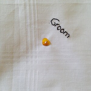 Personalisierte Bräutigam Geschenk ~ Hochzeitstag, Top Pocket Einstecktuch, handbestickt, weiße Baumwolle