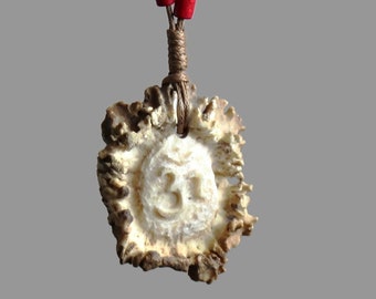 OM Necklace - Carved Horn Om Necklace - Boho Art Jewelry -  Sanskrit OM Pendant -  Yoga Bone Necklace - Abstract Om Pendant - Art Om Pendant
