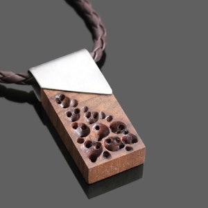 Classic Man Necklace, Boho Wood Necklace, Necklace For Man, Man Jewelry, Carved Wood Necklace, Wood Steel Men&#39;s Necklace, Wood Man Necklace