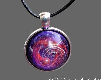 Galaxy Sphere Necklace - Galaxy pendant - Galaxy Sphere Necklace - Cosmos Pendant - Cosmos Necklace - Resin Art Jewelry - 3D Resin Necklace