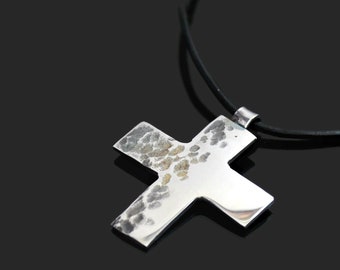 Wrought Cross - Hammered Cross - Stainless Steel Cross - Hammered Cross Necklace - Art Cross -Abstract Cross Pendant -Art Cross Necklace