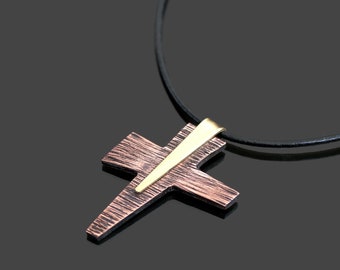 Forged Copper Cross, Boho Cross, Wrought Copper Cross, Rustic Cross Necklace, Art Cross Necklace, Man Cross Necklace, Ethnic Cross Necklace.