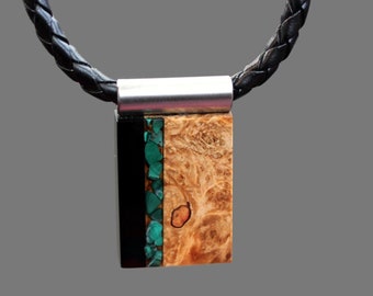 Man Malachite Necklace, Classic Men Malachite Necklace, Bohemian Man Jewelry, Wood Steel Men's Necklace, Necklace For Men, Wood Art Necklace