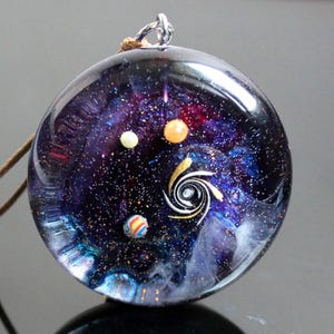 Galaxy Art Planet Necklace - Resin Pearl Pendant - Universe Stunning Pendant - Space Jewelry - Galaxy Jewelry - Romantic Resin Art Jewelry