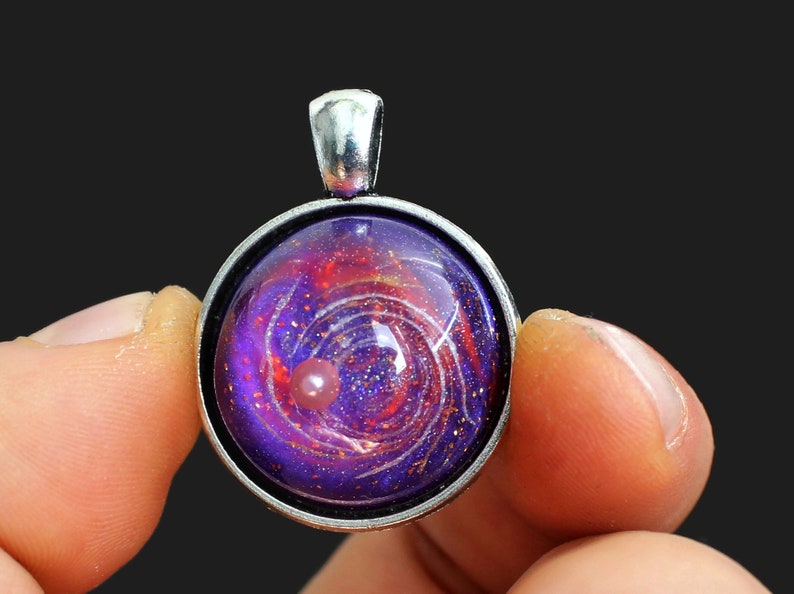 Galaxy Sphere Necklace Galaxy pendant Galaxy Sphere Necklace Cosmos Pendant Cosmos Necklace Resin Art Jewelry 3D Resin Necklace image 3