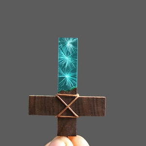 Resin Dandelion Cross Necklace, Floral Cross Pendant, Wood Resin Cross, Man Cross Necklace, Christian Jewelry, Cross Necklace, Cross Jewelry