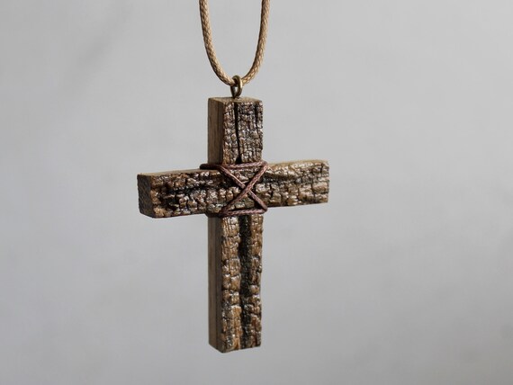 Driftwood Cross Necklace - Drift Wood Man Cross Necklace -  Cross Pendant - Wood Rustic Cross Necklace - Gift For Man - Wood Cross Jewelry