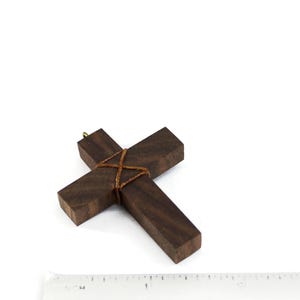 Walnut Wood Cross Necklace – Handmade Rustic Pendant image 7